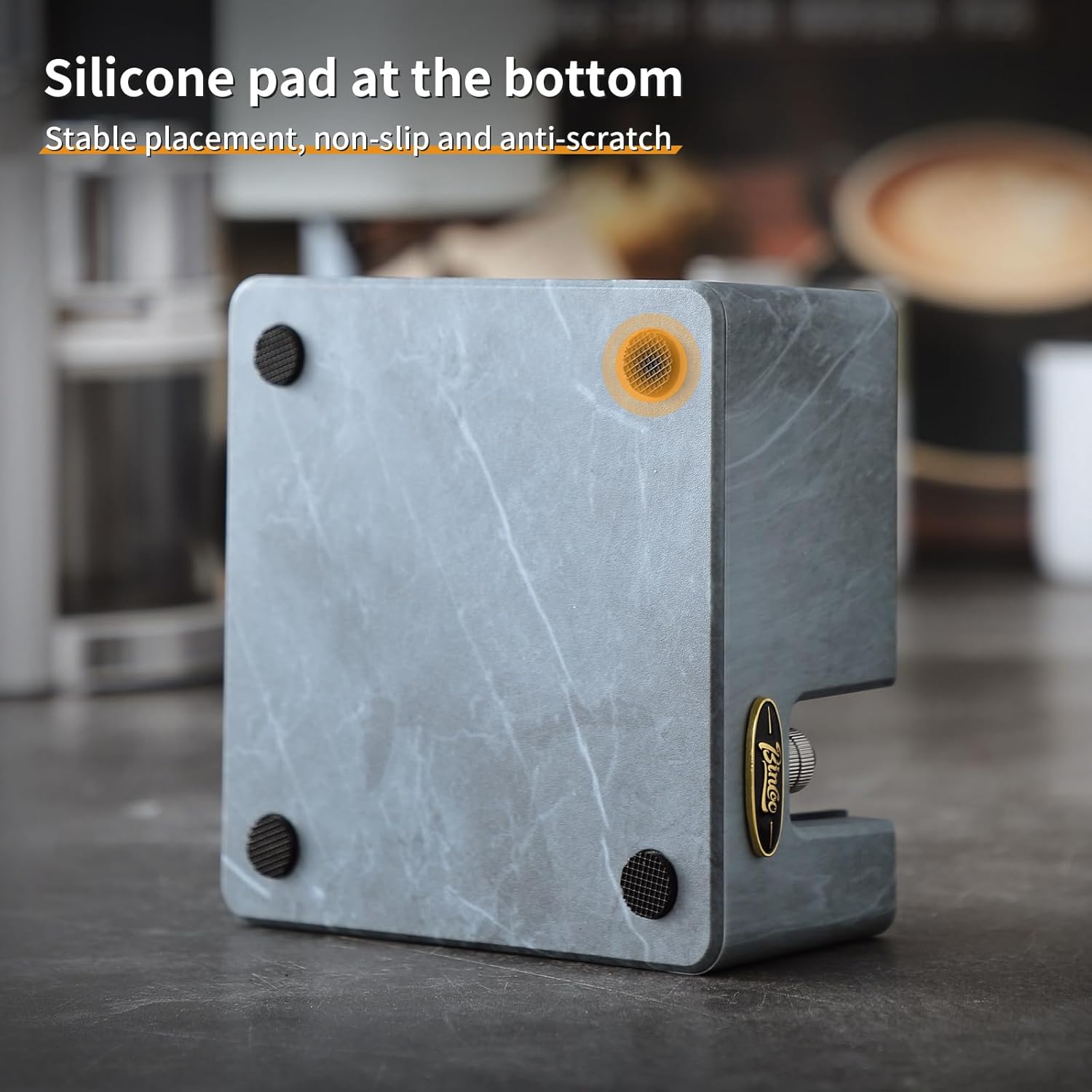 Bincoo Multifunction Espresso Tamper Station 4 Holes,Adjustable Height Espresso Coffee Organizer Box Fit for Storage 51, 53, 58MM Espresso Tamper,Coffee Tamper Holder(Gray)