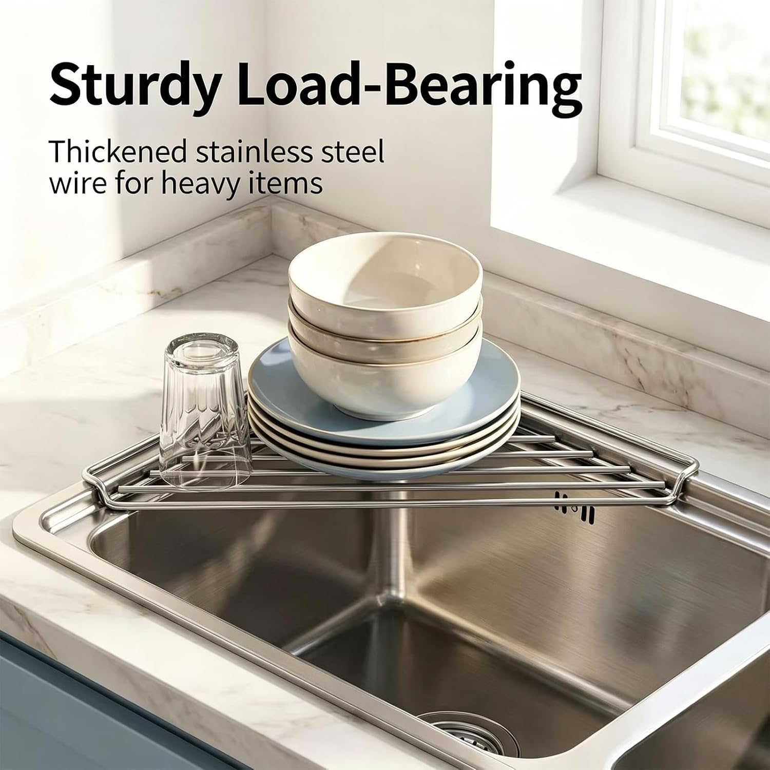 Stainless Steel Drain Shelf Triangular Sink Corner Organizer