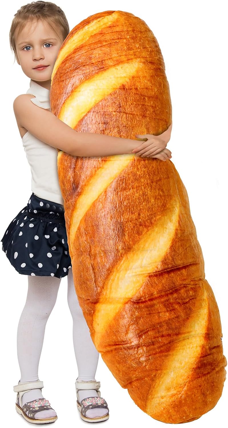 48" Bread Pillow Giant Bread Plush Pillow 3D Simulation Baguette Pillow Funny Body Pillow Food Plush Christmas Stuffed Toys for Girls Boys