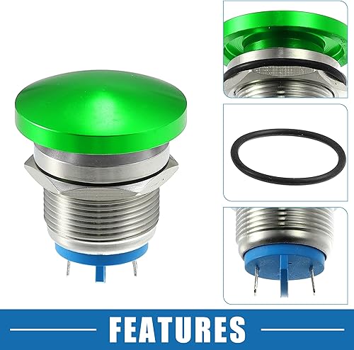 Vista 25 de Impermeable IP65 Momentaria Cabeza de Seta Interruptor de Botón para Coche Metal 0.748 in 3A 250V Botón Interruptor Azul (Juego de 2)
