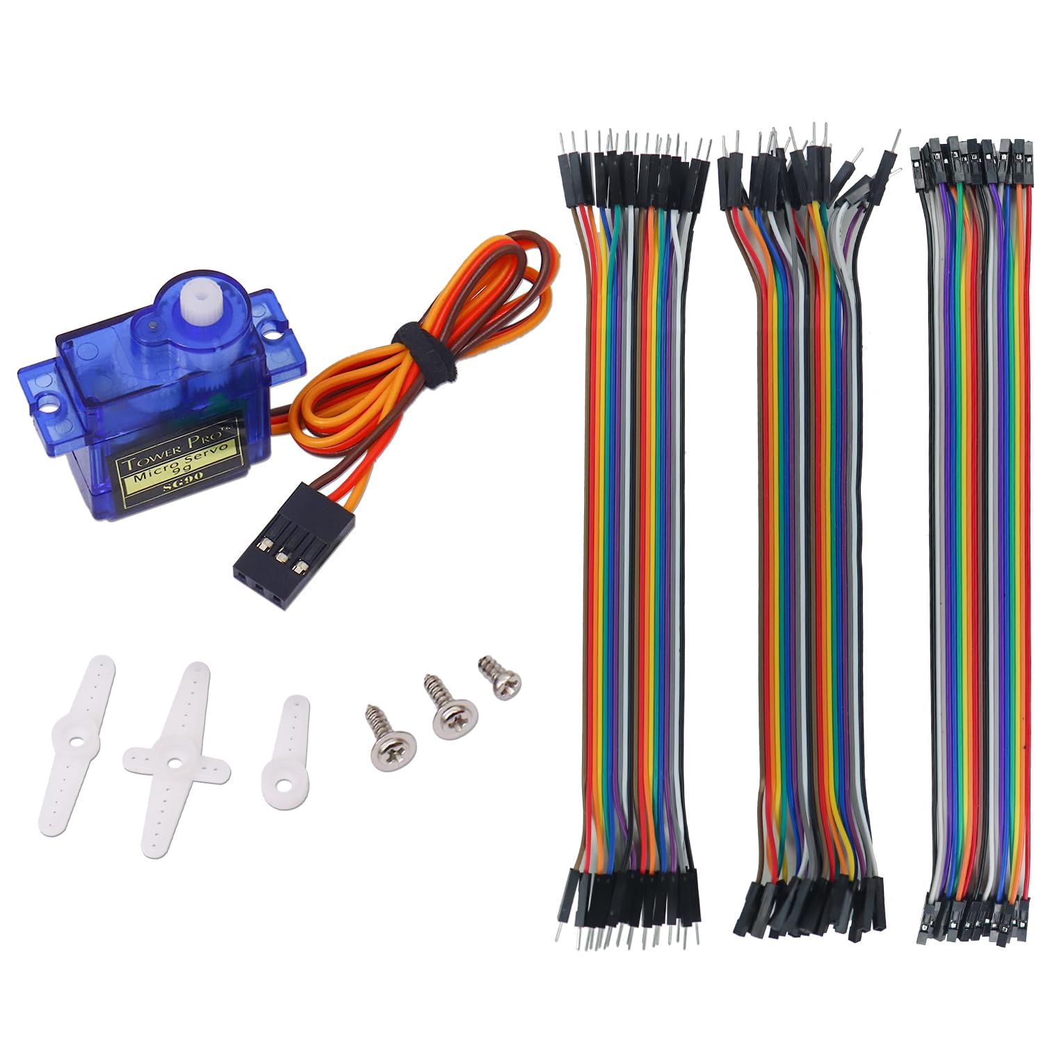 Electronic Spices Combo of SG90 Micro Servo Motor with Multicolor Jumper Wire Cable Set