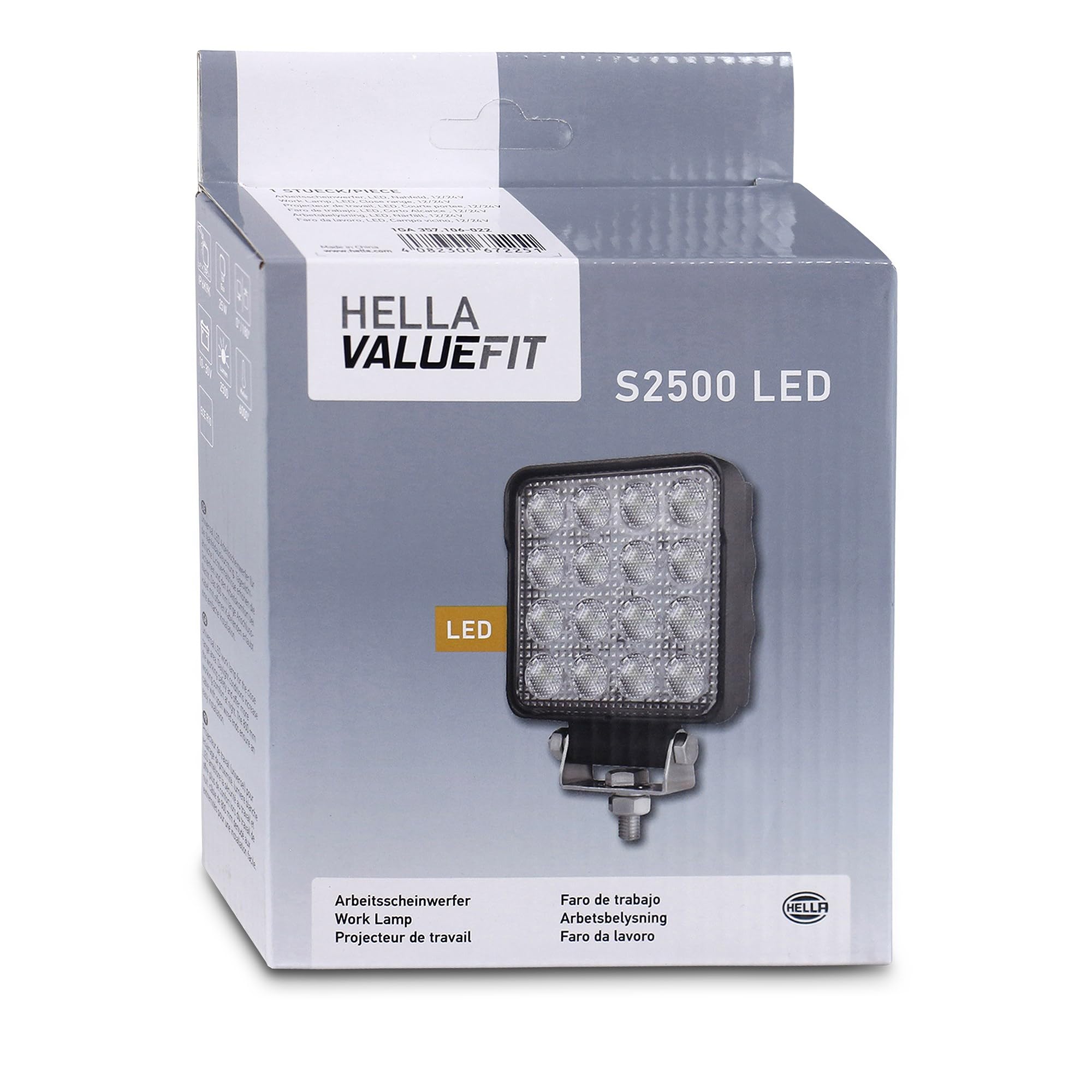 Hella 1GA 357 106-022 Arbeitsscheinwerfer - Hella ValueFit S2500 - LED - 12V/24V - 2500lm - Anbau/Bügelbefestigung - hängend/stehend - Nahfeldausleuchtung