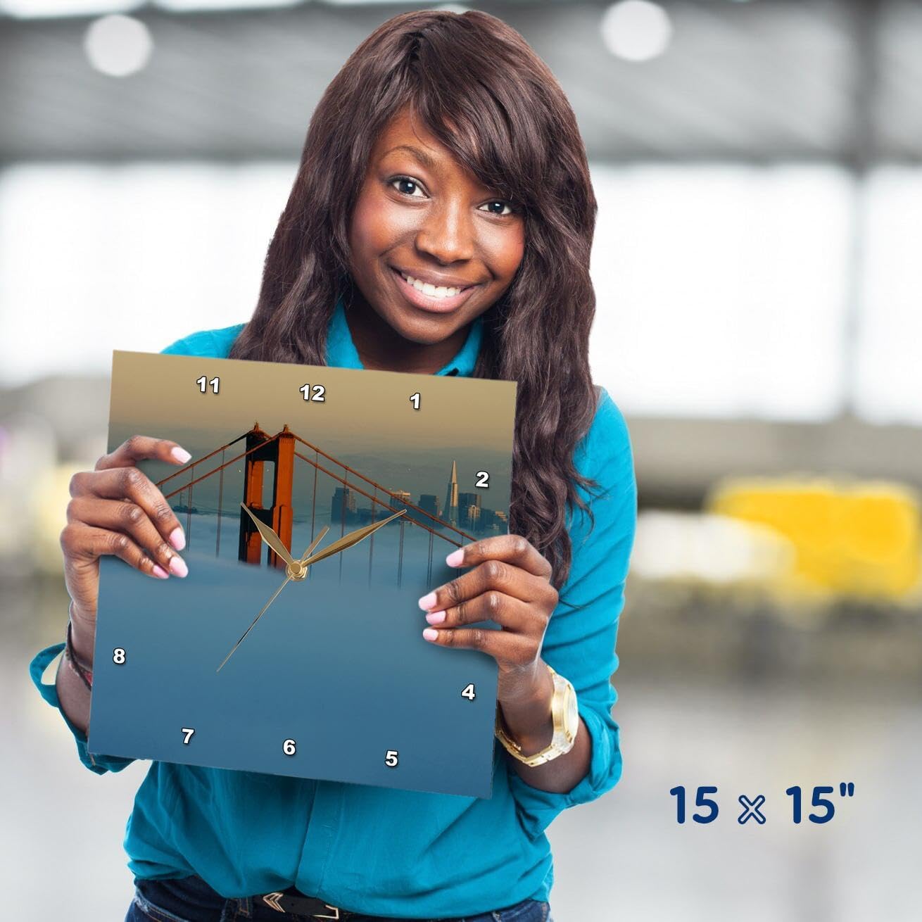 3dRose Fog, San Francisco, Golden Gate Bridge, California - Us05 Jgs0077 - Jim Goldstein - Wall Clock, 15 by 15-Inch (DPP_88444_3)