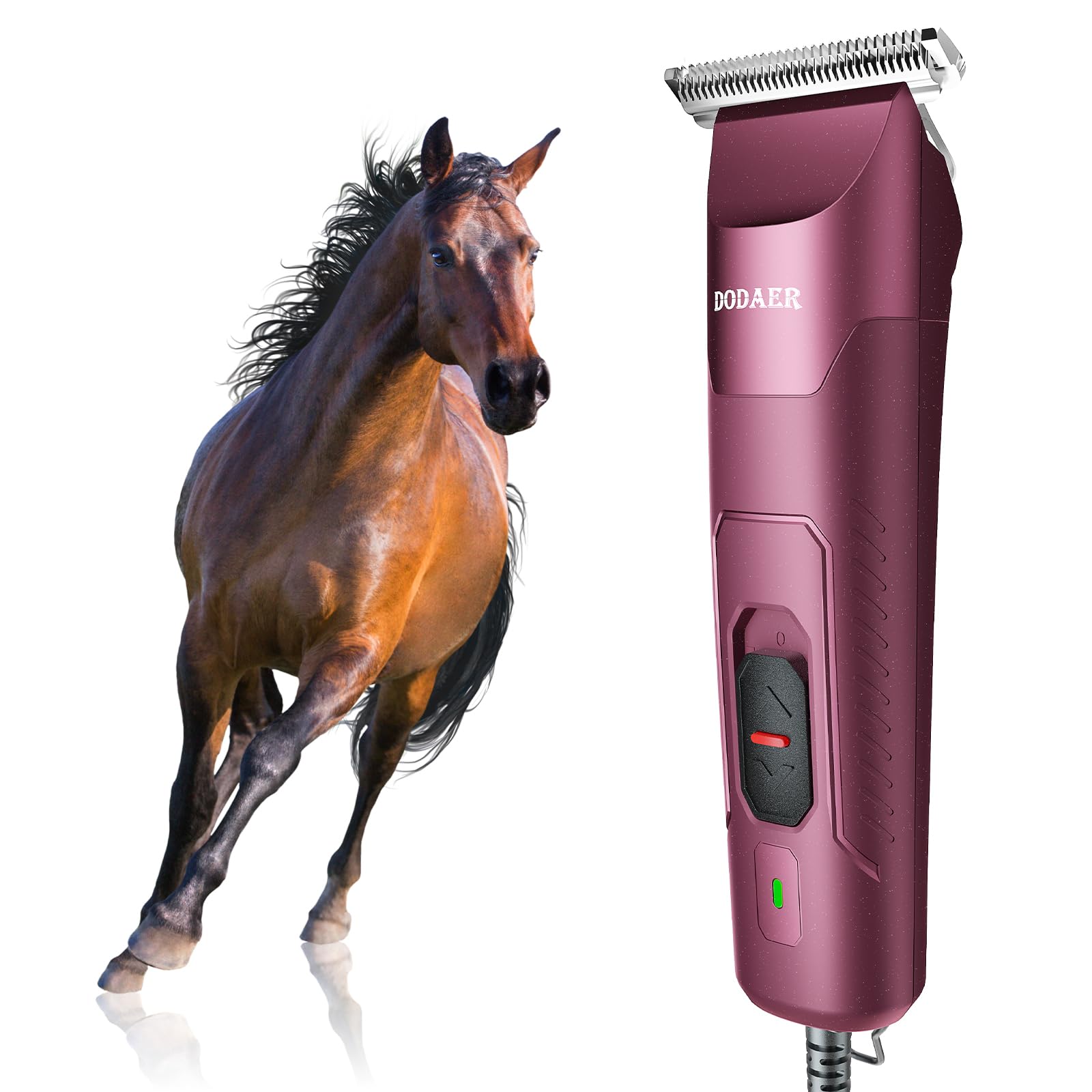 Professional Grooming Electric Corded 2-Speed Horse Clipper with Detachable Blade, Cool & Quiet Running Design