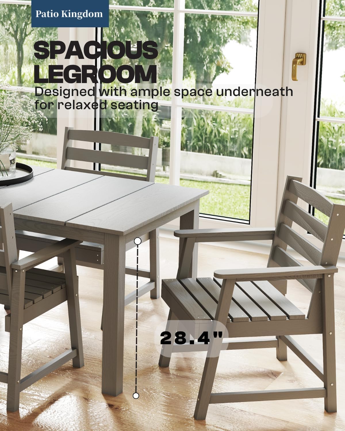 9-Piece Outdoor Dining Set for 8, 75.2" HDPE Table with Umbrella Hole & 8 Chairs, All-Weather Patio Furniture for Lawn, Yard, Deck, or Poolside, Fade & Crack Resistant (Grey)