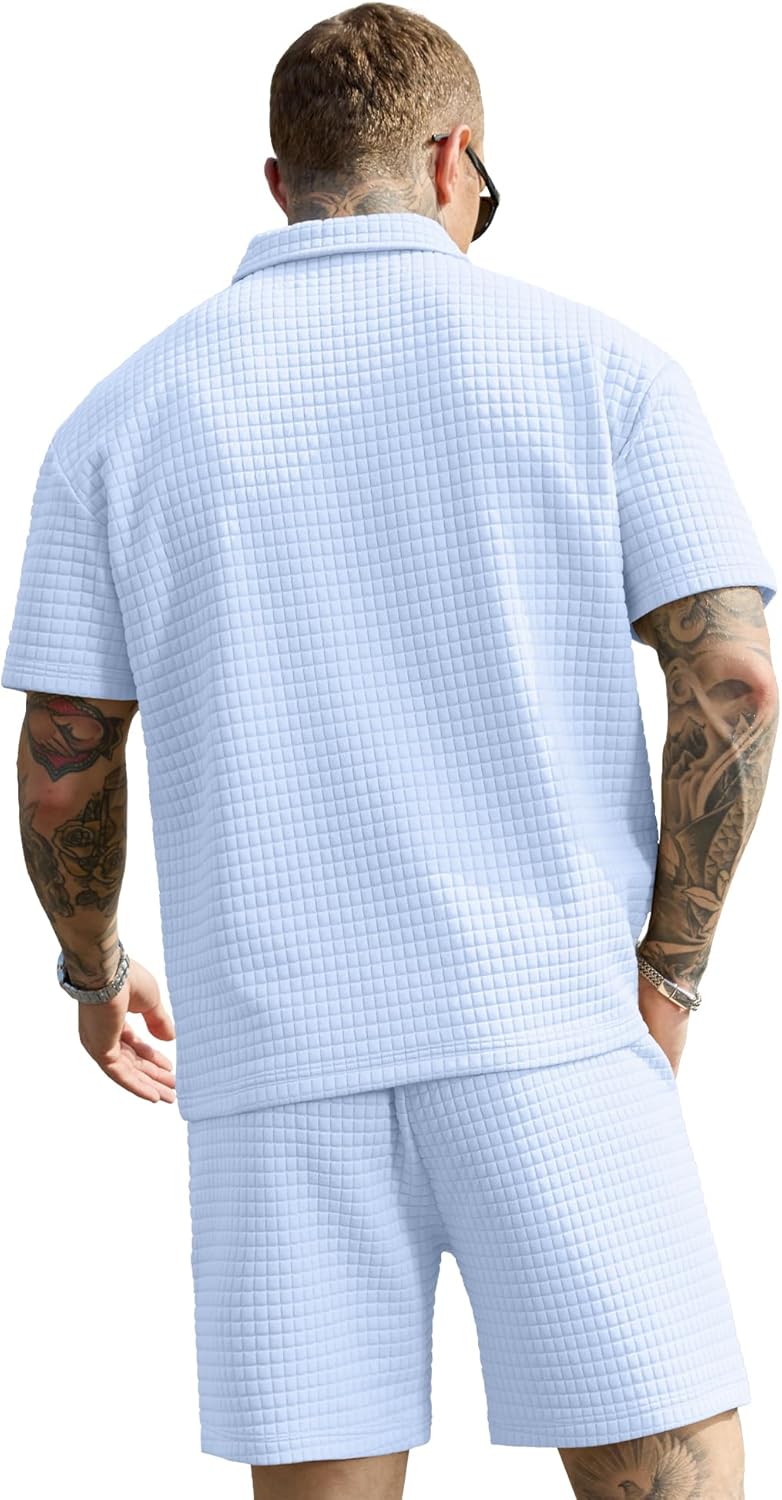 JEMLDL Men's Short Sets 2 Piece Polo Shirt Summer Outfits Casual Fashion Tracksuits Short Sleeve Travel Clothes