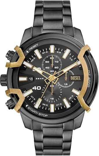 Diesel Mens Griffed Watch, Stainless Steel Chronograph Watch for Men