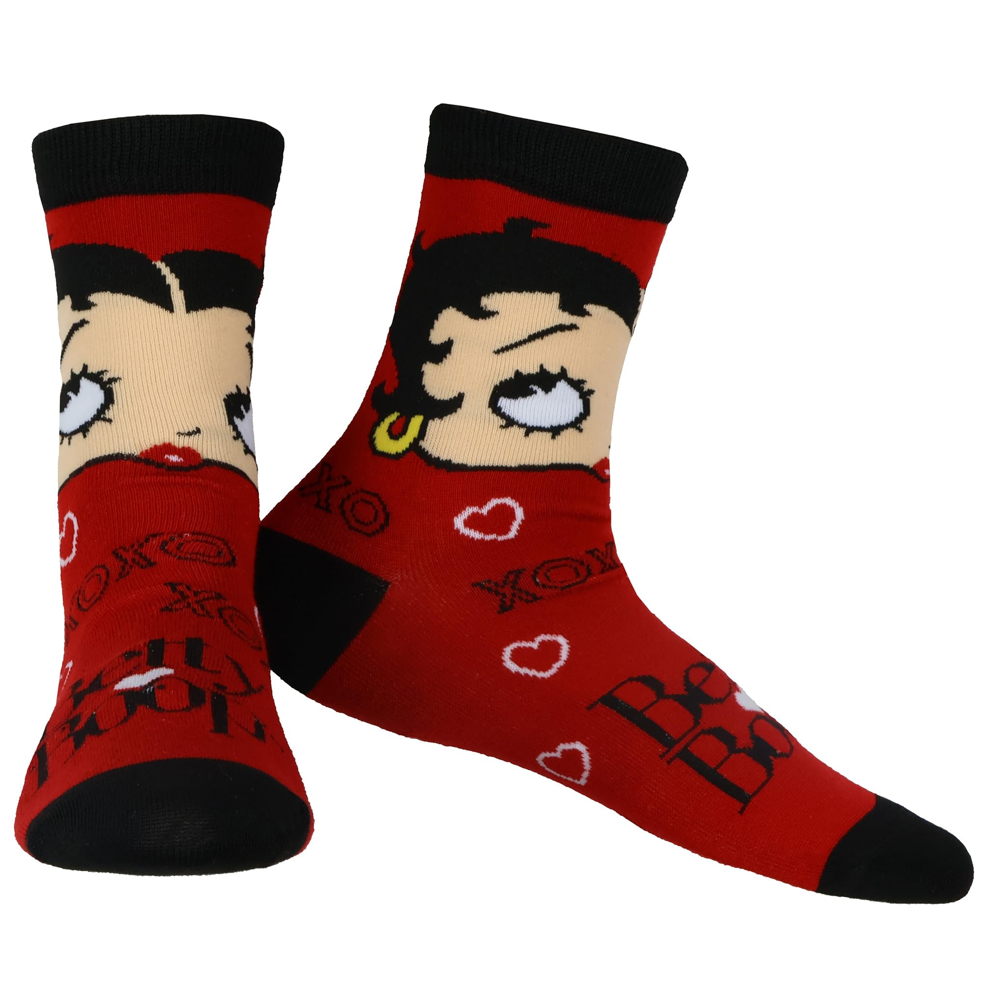 Mad Engine Betty Boop Socks Women's XOXO Character Design Adult Quarter Ankle Socks 1 Pair