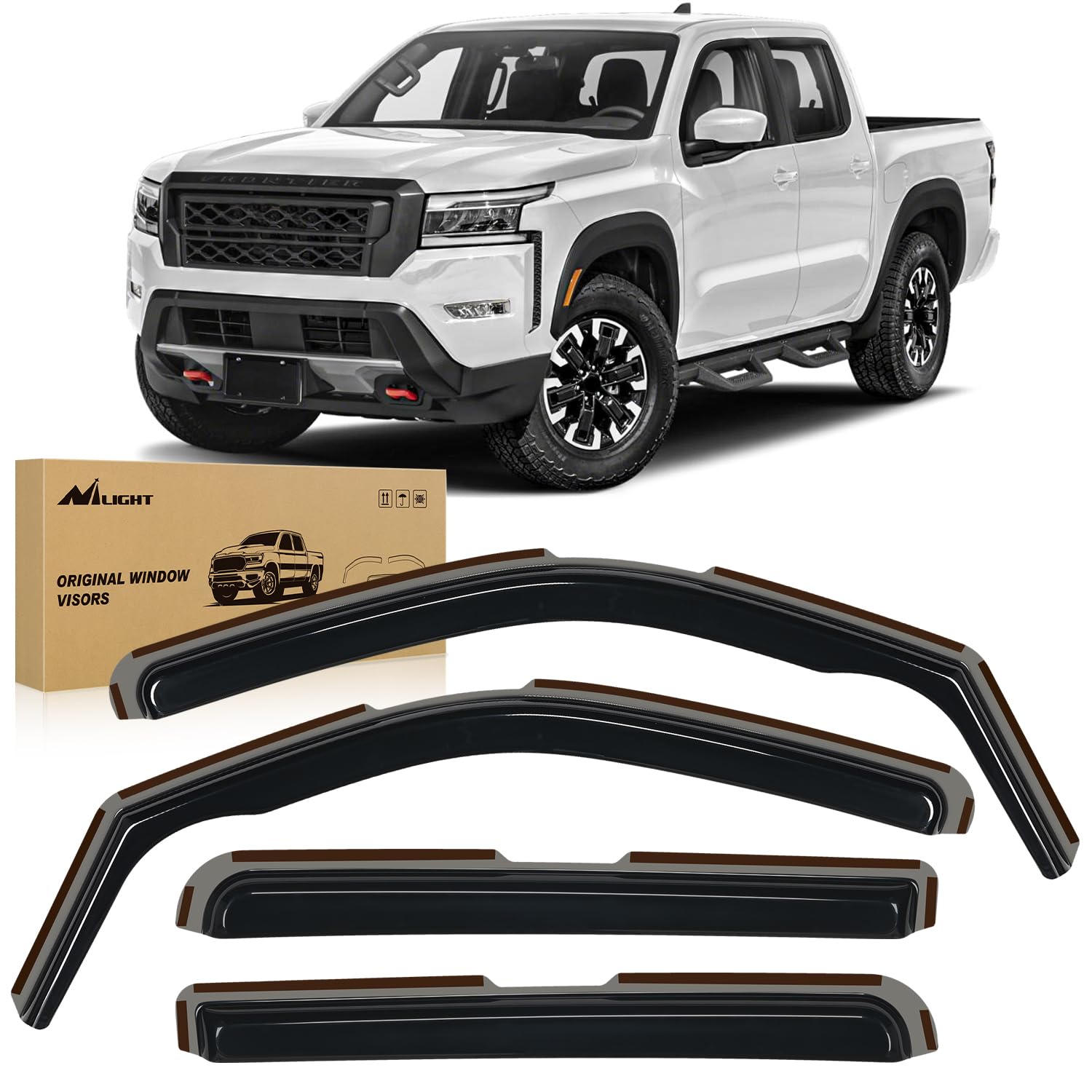 Nilight in-Channel Rain Guards for Frontier Crew Cab 2022 2023 2024, Vent Window Visors, Low Profile Wind Deflectors for Rain & Fresh Air Ventilation,