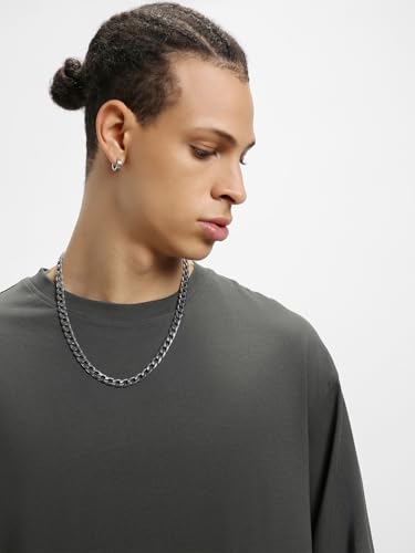 Image of Bewakoof Men's Solid Oversized Fit Full Sleeve Round Neck Cotton T-Shirt