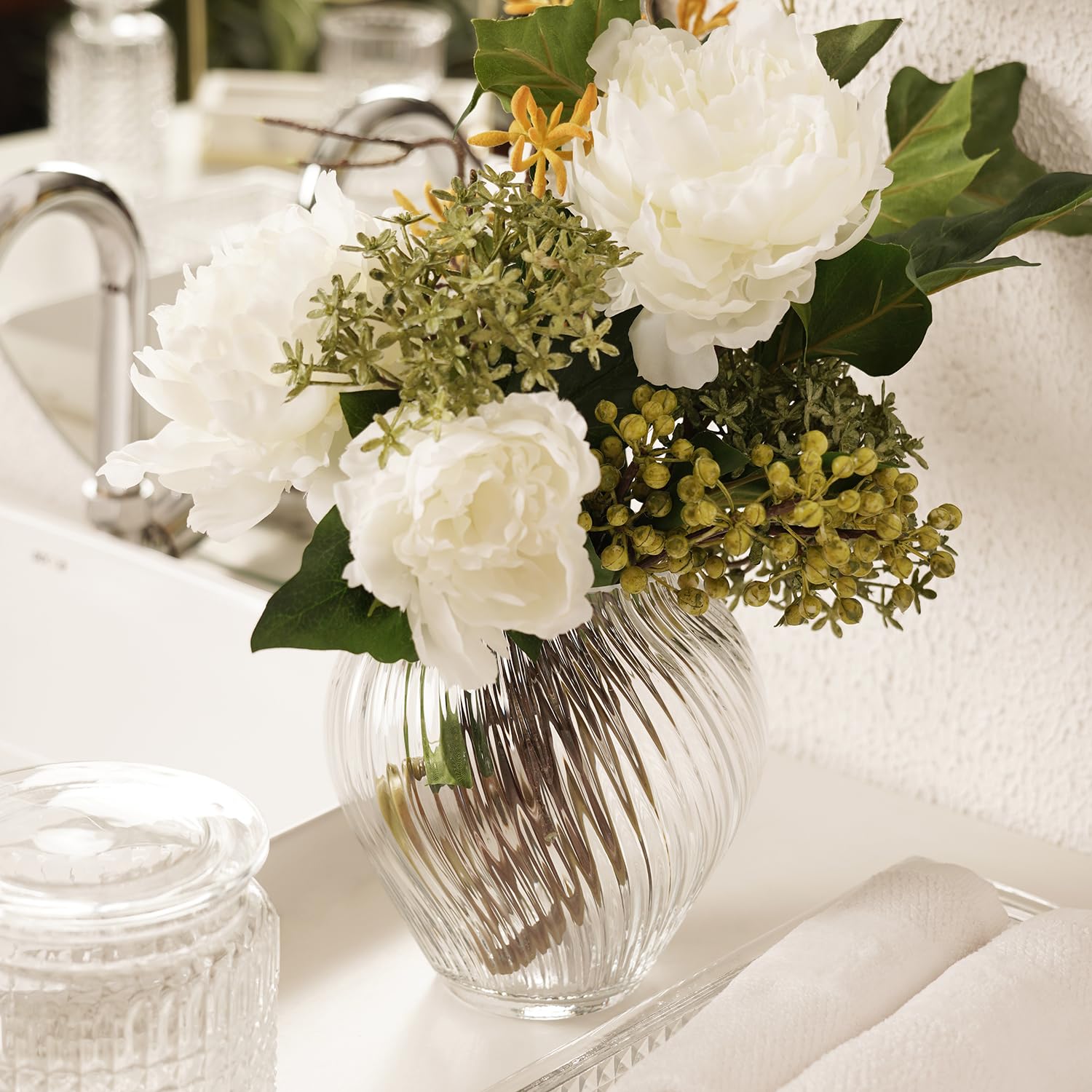 Pure Home + Living Clear Swirl Textured Glass Vase - Small-image-15