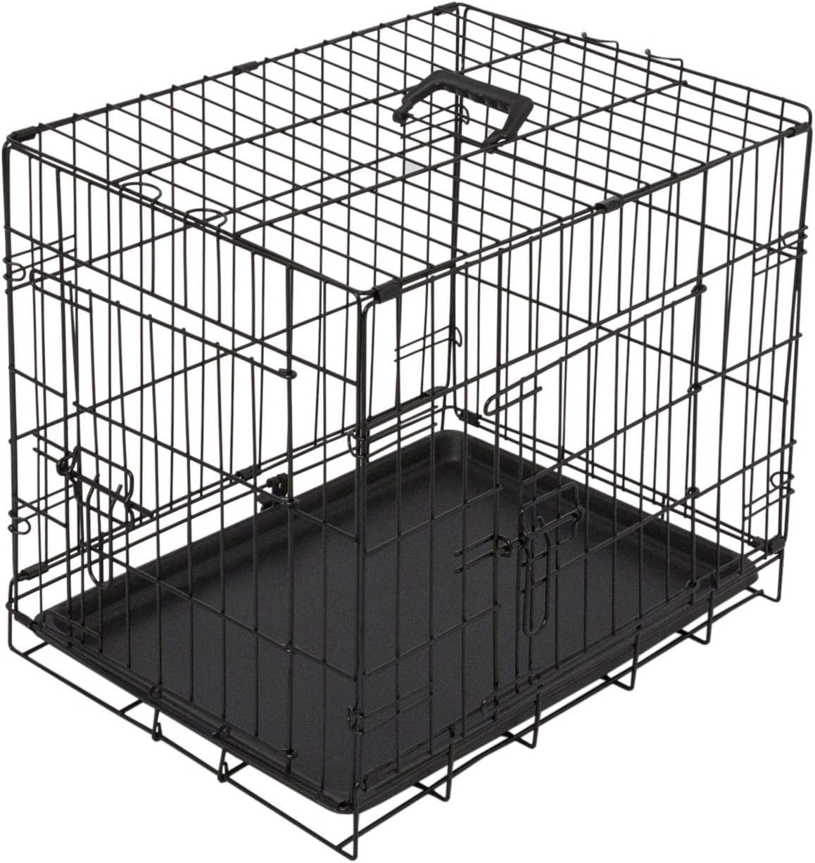 Tammible Dog Crate Two Door Folding Metal Divider Animal Panel with Handle Wire Dog Cage, Leak-Proof Dog Crate Tray,24’’inch, 60 * 43 * 50 cm(L*W*H),XS Dog Crate