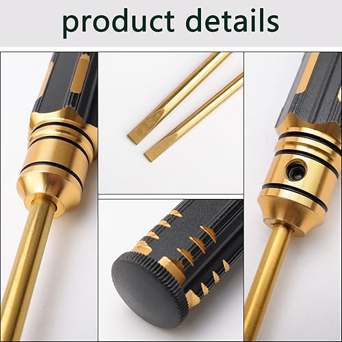 Miniatura 4 de Newzoll Destornillador de tornillo ranurado RC de 3450.236 in, kit de herramientas de reparación pequeño para autos RC, cuadricópteros, drones,