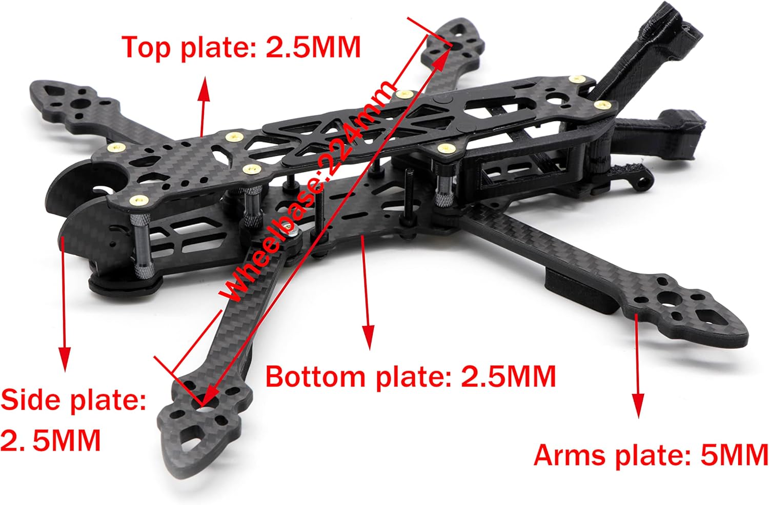 224mm HD 5 inch FPV Racing Drone Frame Carbon Fiber Quadcopter Frame kit for DJI FPV HD Unit