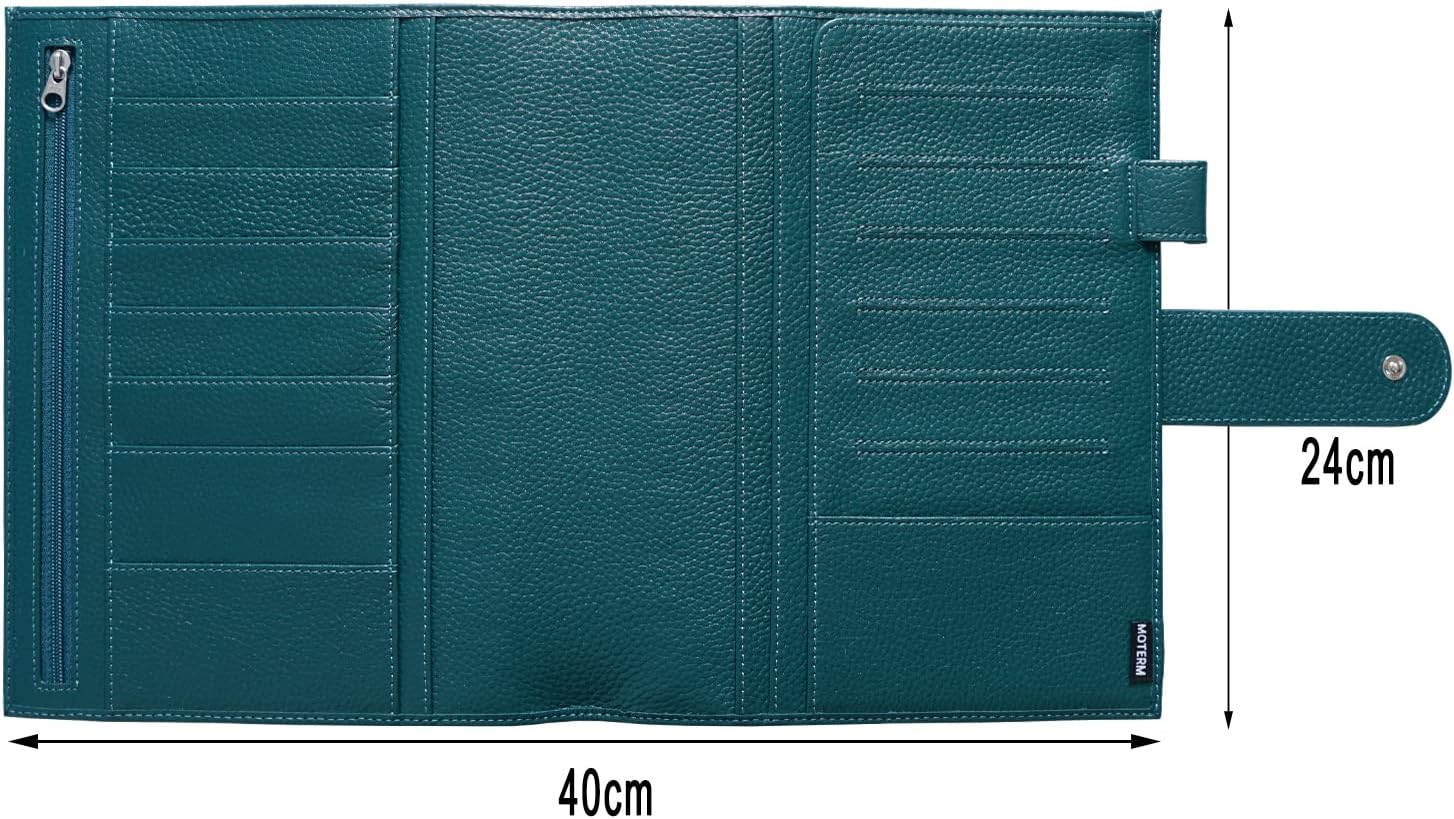 Moterm Leather Cover for Half Letter/Junior Discbound Planner, with Back Pocket (Pebbled-Deep Teal)