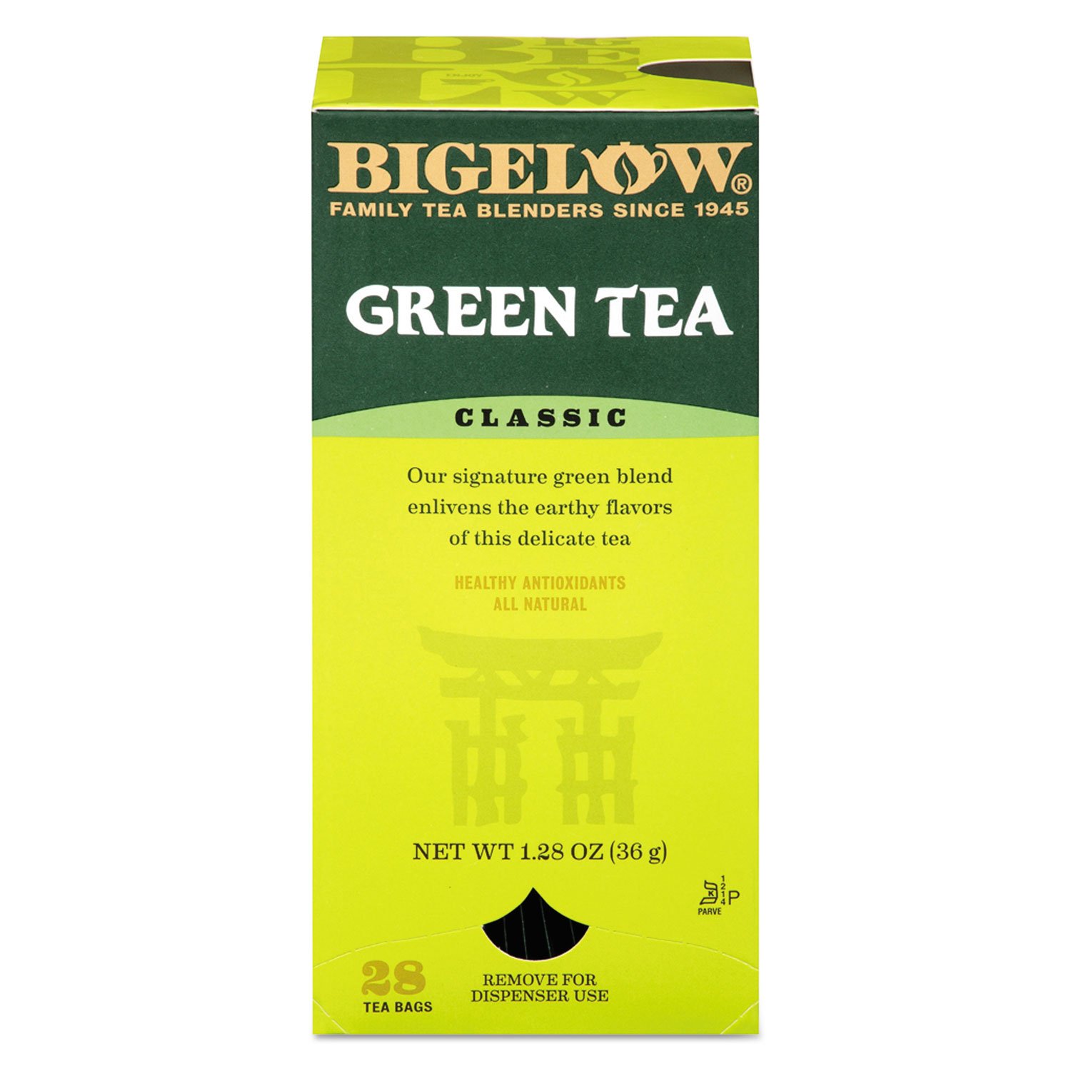 Bigelow 00388 Single Flavor Tea, Green, 28 Bags/Box