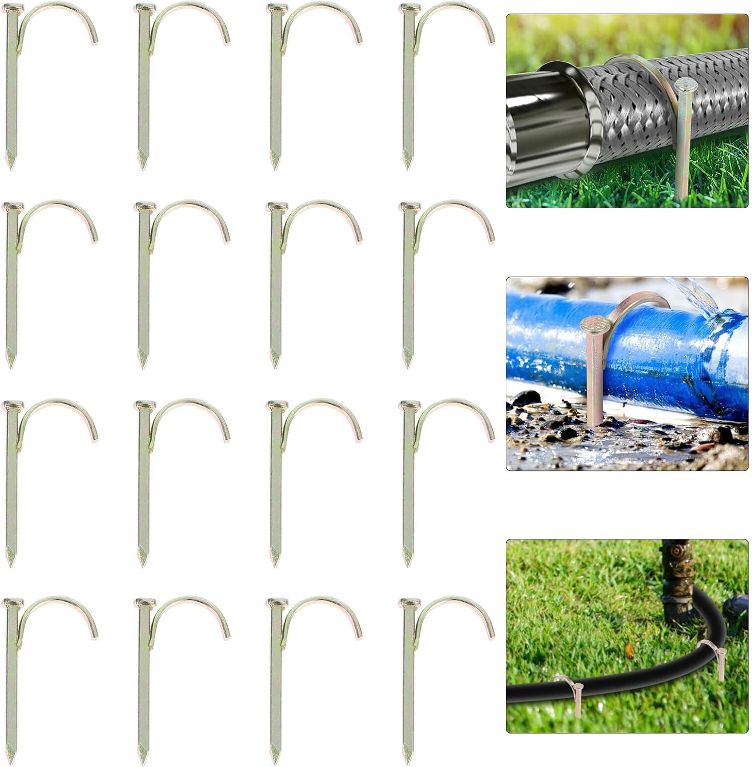 20pcs Water Fixed Stakes Thickened Ground Anchors for Garden Hose Pipe Fixing Clips Sturdy Water Pipe Fasteners Nails for Outdoor Irrigation and Plumbing