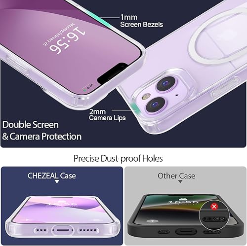 Miniatura 6 de Funda compatible con iPhone 1413 compatible con Magsafe y protección de grado militar Funda delgada magnética transparente transparente para iPhone