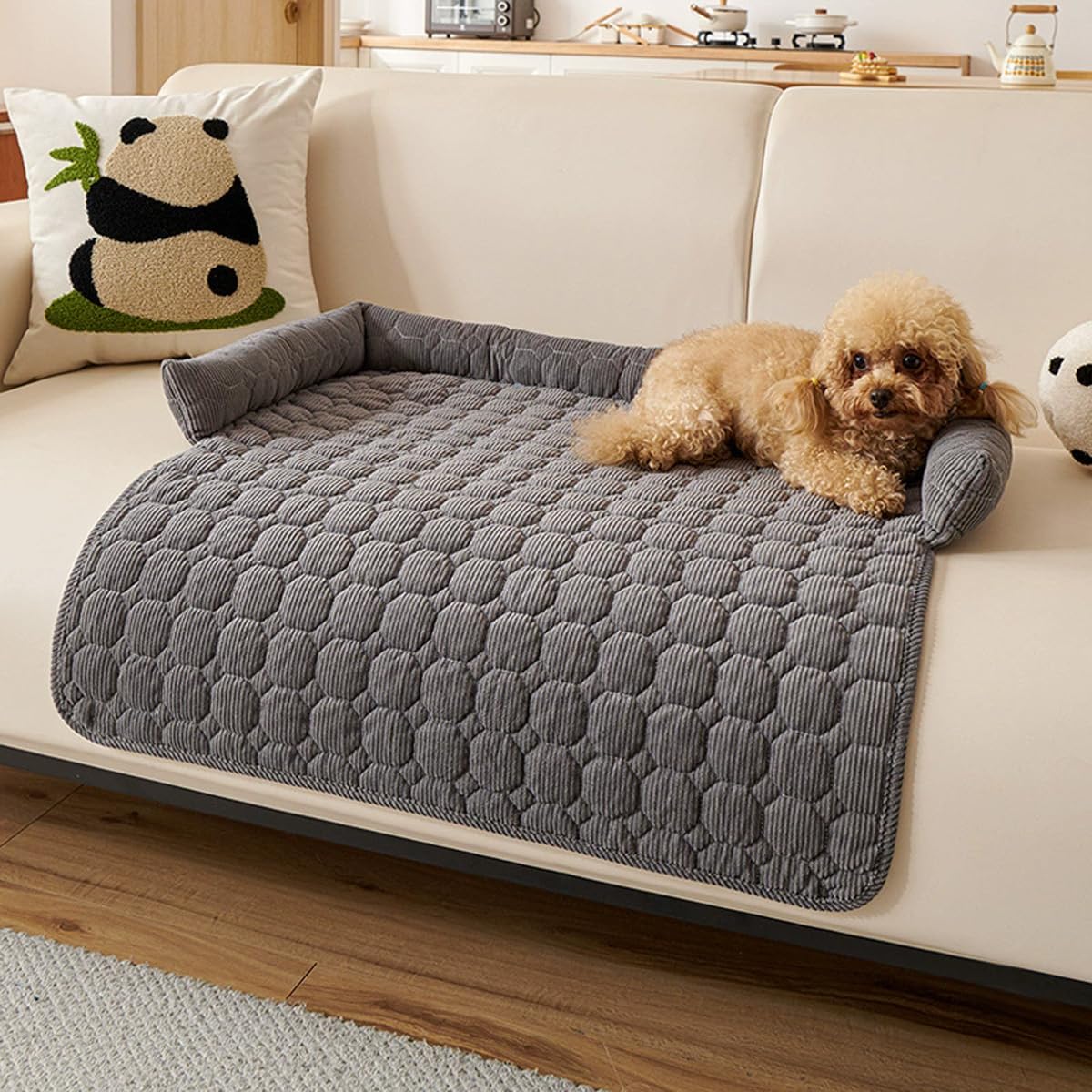 TALCON Calming Pet Dog Sofa Bed, Washable Couch Cover Furniture Protector for Medium Small Dogs and Cats, Dogs Bed Mat Sofa Blanket with Non-slip Bottom (Dark Grey,75x75cm)