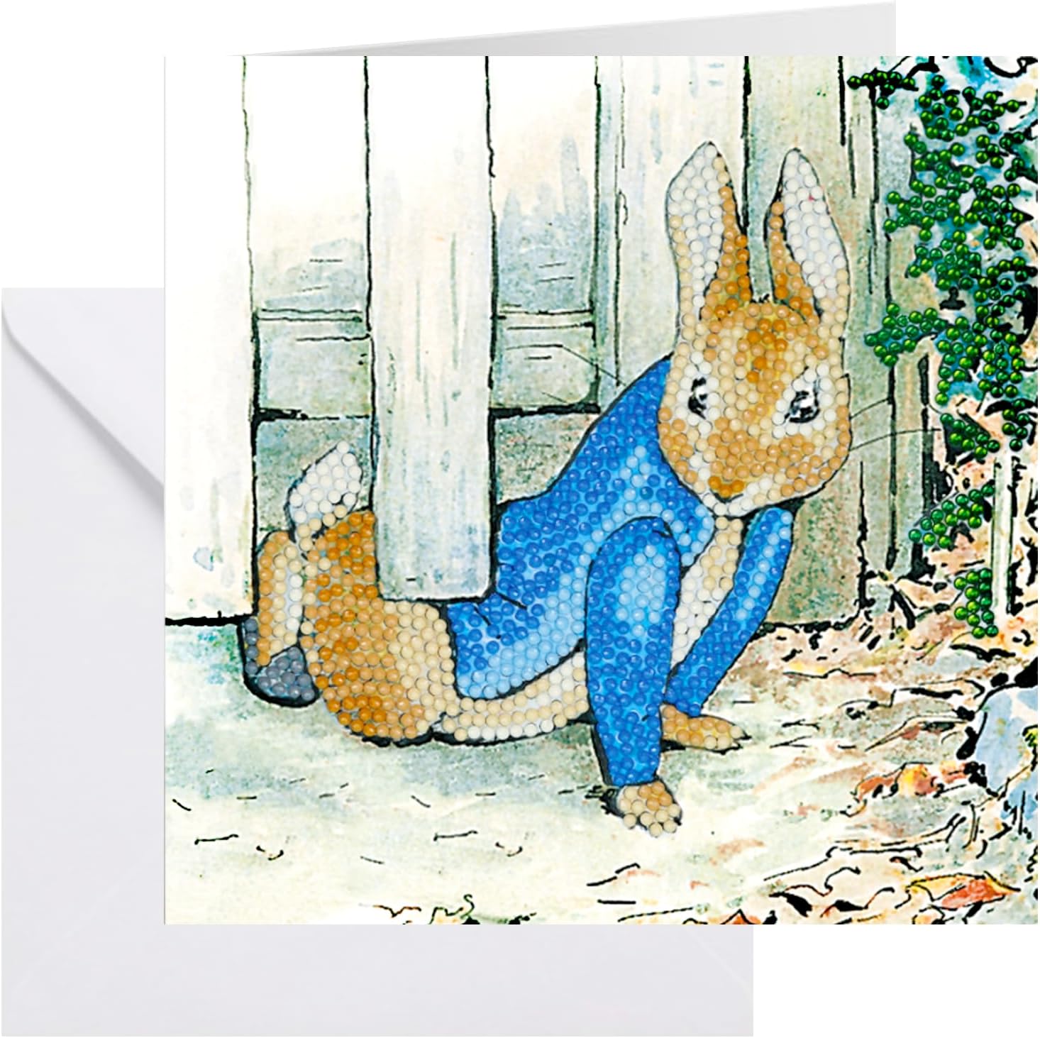 Crystal Art Card Kit - Peter Rabbit Under The Fence - Create Your Own Card
