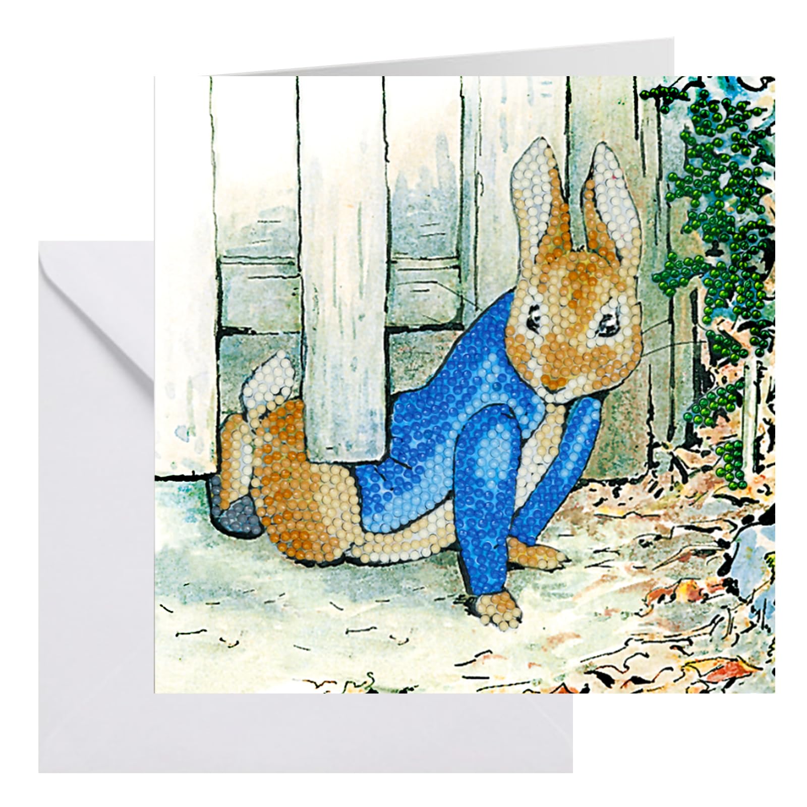Crystal Art Blue Peter Rabbit Under The Fence Card 18X18cm