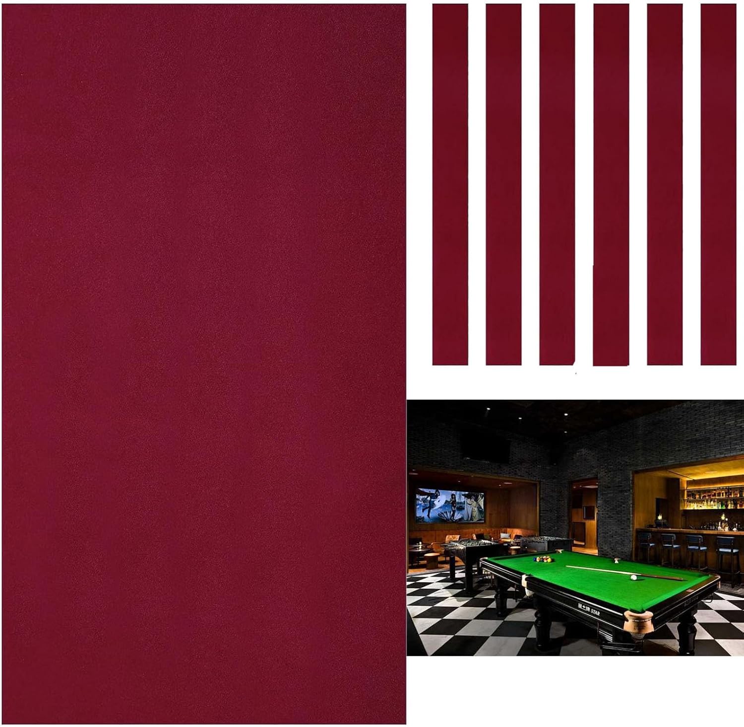 Pool Table Cushion Set, 7/8/9ft Foot Table Professional Billiards Pool Tablecloth, Felt Table Cloth Pad, for Indoor Billiard Sports Pool Table Cloth Accessories