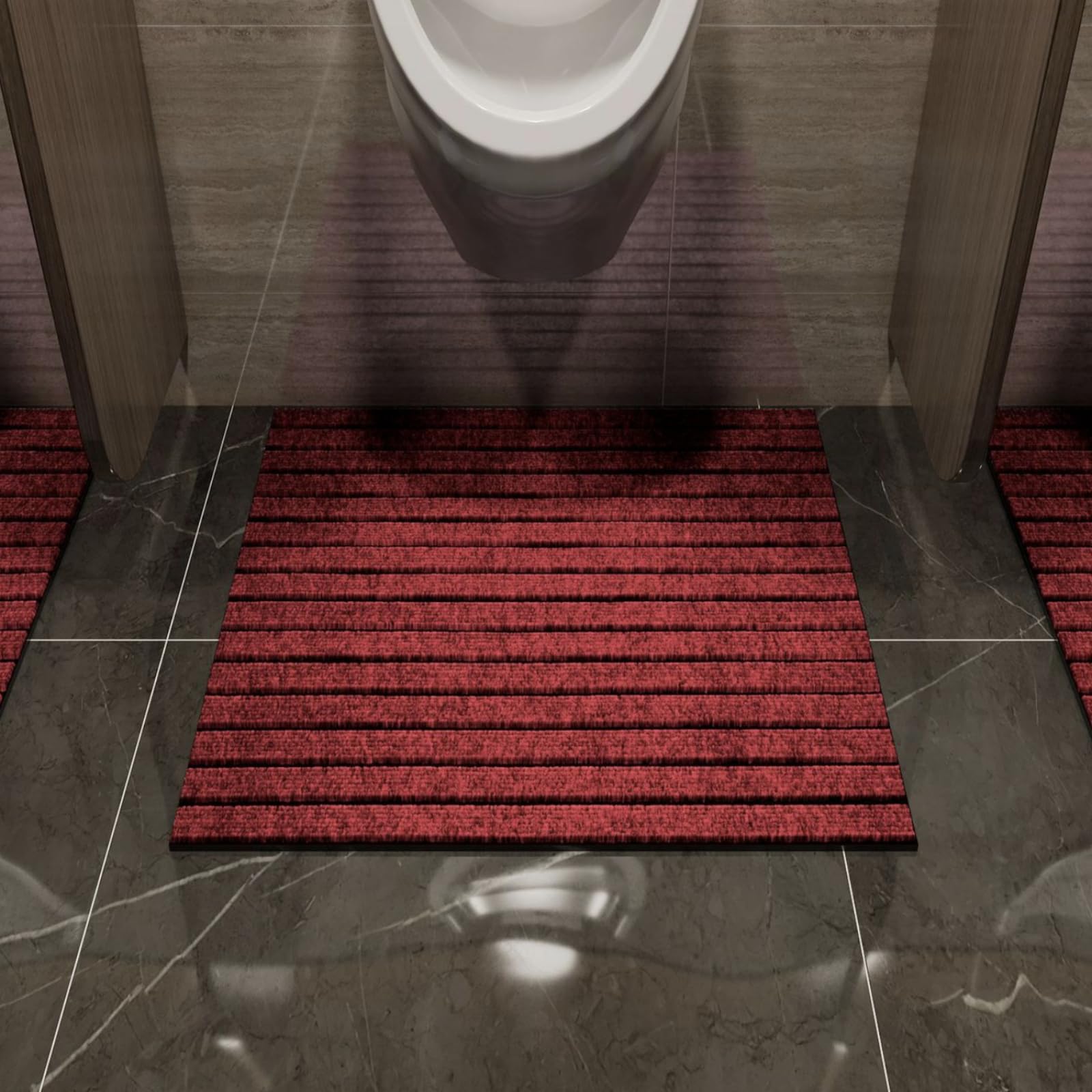 BANEBOR Men's Toilet Urinal Floor Mat, 4 Pack Anti-Slip Water-Absorbing Mat for Bathroom Commerical, Cuttable and Quick-Drying (Burgundy, 20''x16'')