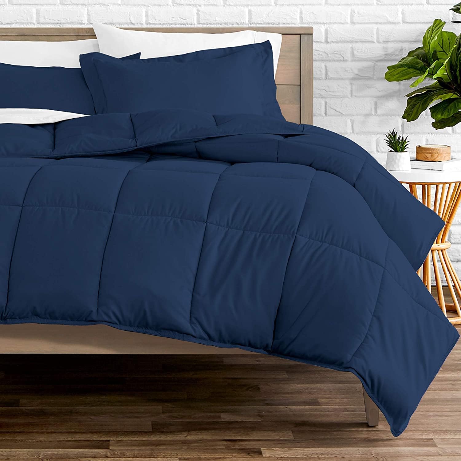 Goose Down Comforter 100% Egyptian Cotton 300 GSM Fill Power Insert Queen Comforter 600 TC- Comforter with Corner Tabs for All Seasons,90''x90'' Inches-Navy