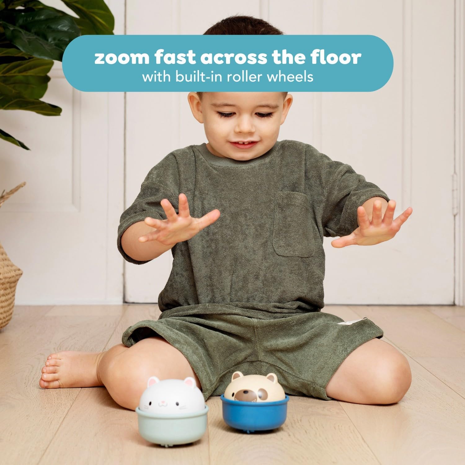Tiger Tribe: Rocking Roller Dog - 2-in-1 Versatile Toy: Wobble Animal Converts to Racer, Zoom Across The Floor, Battery Free, Kids & Toddler 18mo+