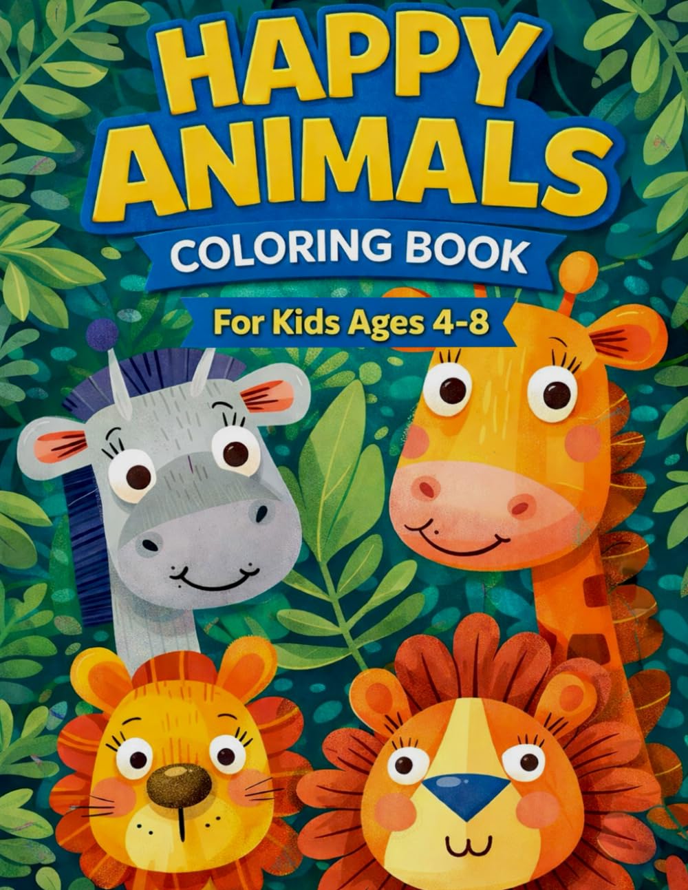 Happy Animals Coloring Book: For Kids Ages 4-8 (Little Explorers Coloring Series)