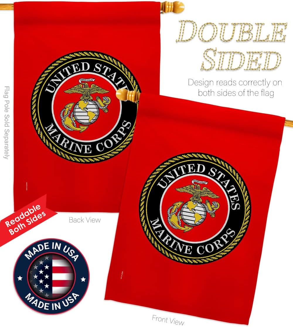 US MILITARY Patriotic United State Marine Corps USMC Semper Double-Sided Lawn Decoration Gift House Garden Yard Banner Fi Flag American Veteran, 28 x 40 Made in USA