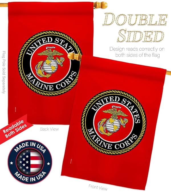 US MILITARY Patriotic United State Marine Corps USMC Semper Double-Sided Lawn Decoration Gift House Garden Yard Banner Fi Flag American Veteran, 28 x 40 Made in USA by US military - Used condition - Image 5