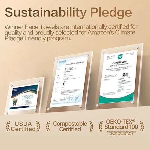 Miniatura 6 de Winner Toallitas secas 100% algodón, toallitas húmedas para bebés con certificación USDA, 33% más gruesas y ultra suaves, hipoalergénicas y sin