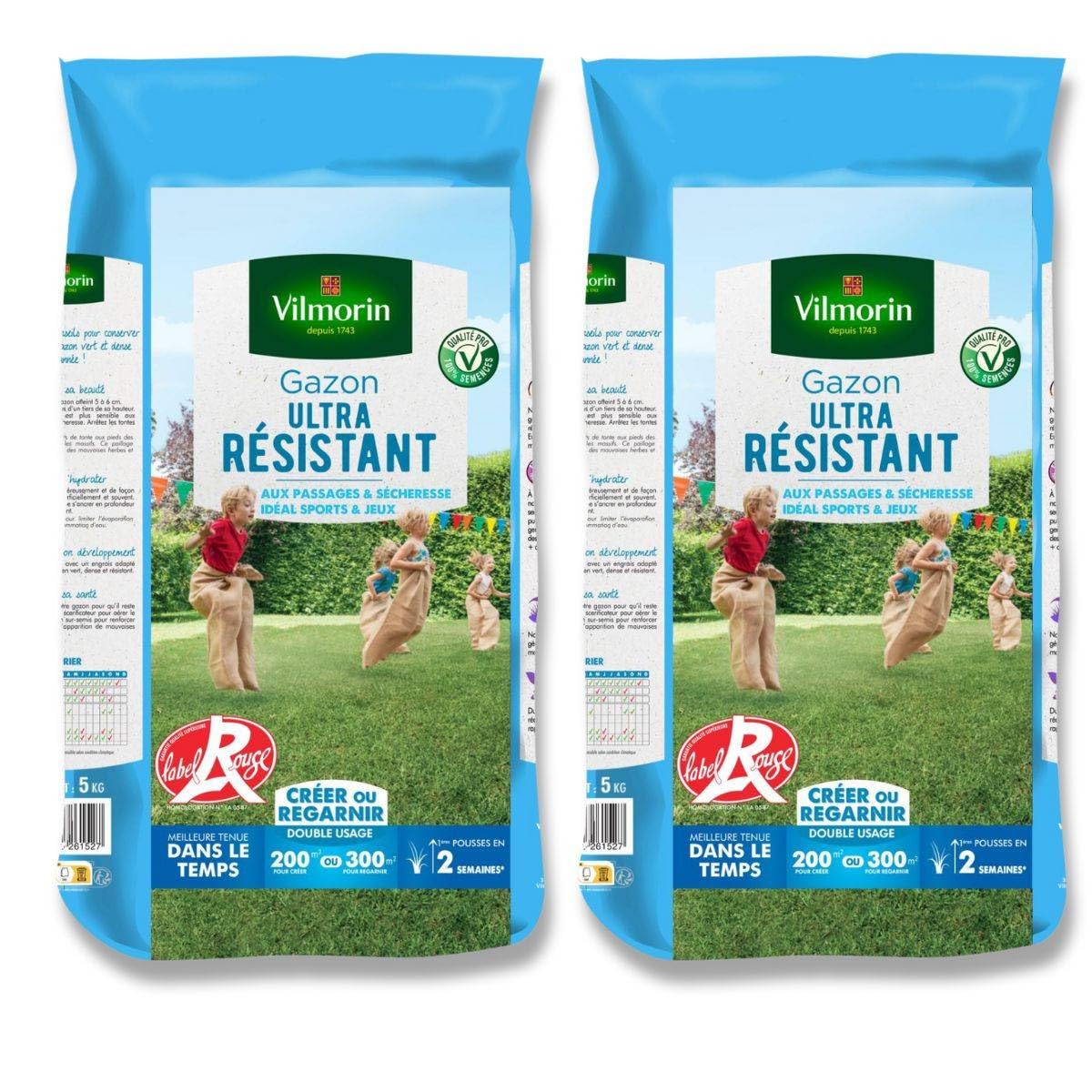 Lot Gazon Ultra-Résistant Vilmorin 2x5kg : La Solution Pro pour une Pelouse à Toute Épreuve