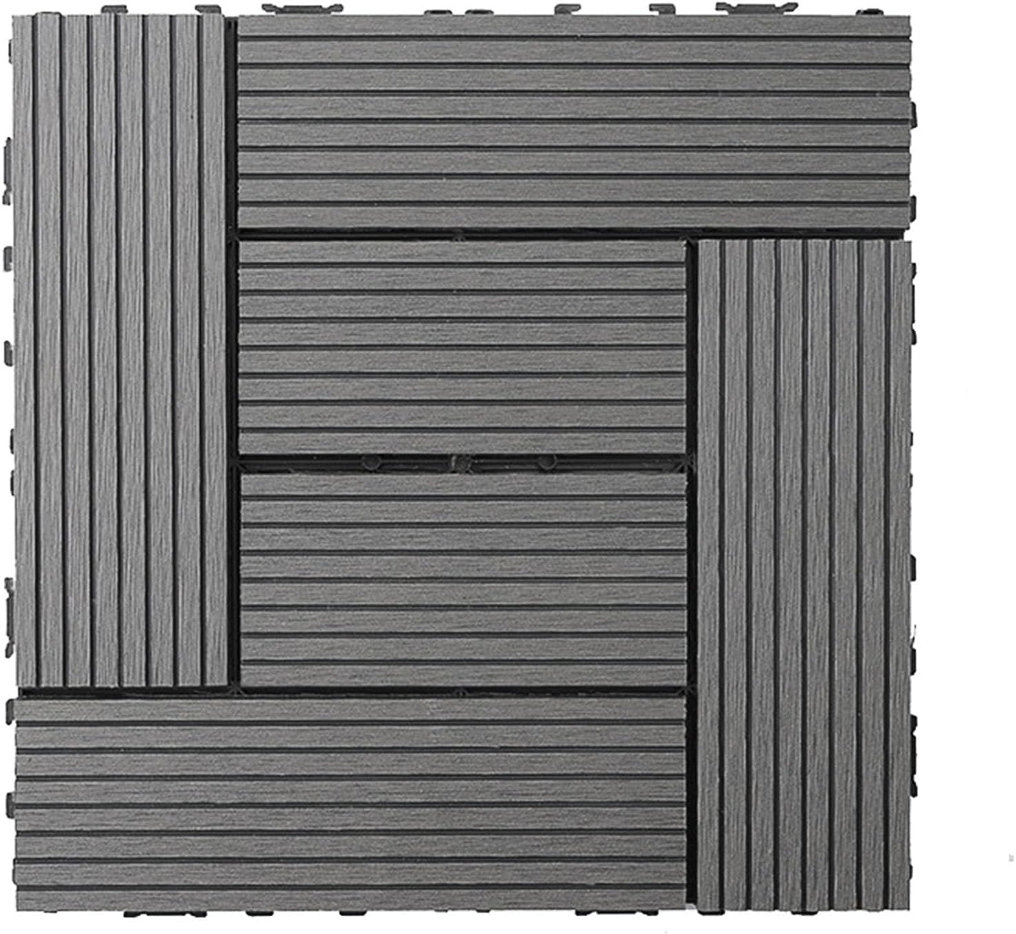 Dalles de terrasse emboîtables gris multicolore en bois composite robuste - 8