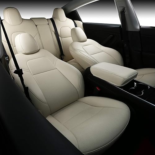 Inch Empire - Funda de asiento para Tesla modelo 3 Y con protector Airbag de cuero sintético compatible con asiento de automóvil, protector para