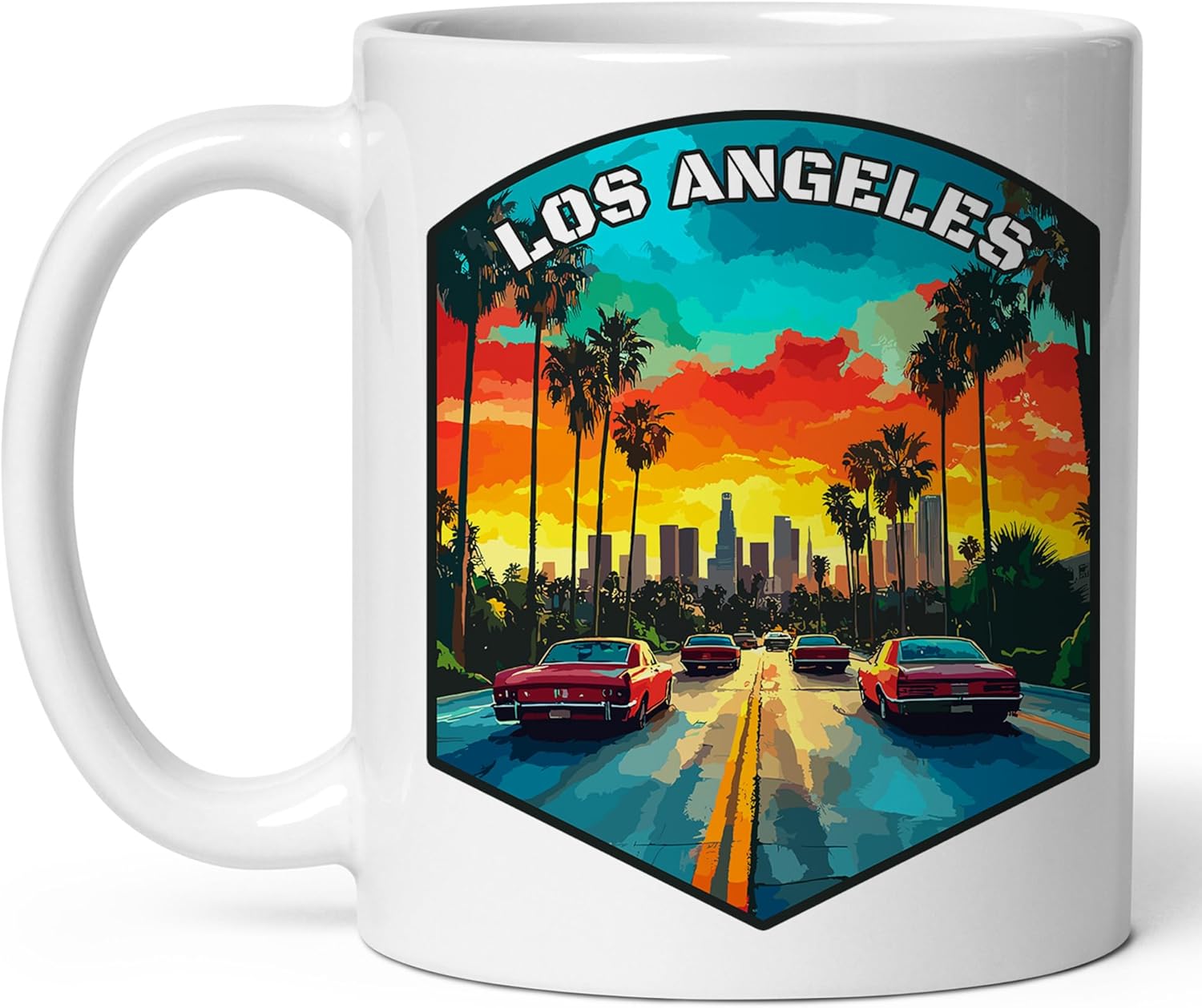 Los Angeles California Ceramic Coffee Mug 11oz City of Angels - Tea Coffee Mug with Comfortable Grip - Unique Travel Gift Cup for Office or Home - Vibrant Long-Lasting Print ID44991