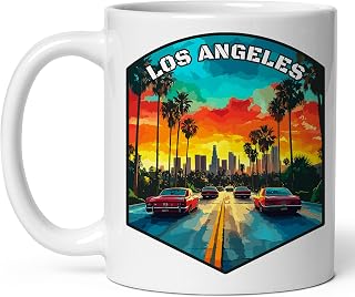 Los Angeles California Ceramic Coffee Mug 11oz City of Angels - Tea Coffee Mug with Comfortable Grip - Unique Travel Gift Cup for Office or Home - Vibrant Long-Lasting Print ID44991