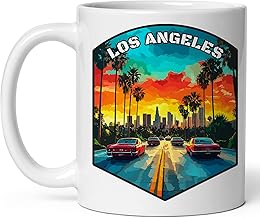 Los Angeles California Ceramic Coffee Mug 11oz City of Angels - Tea Coffee Mug with Comfortable Grip - Unique Travel Gift Cup for Office or Home - Vibrant Long-Lasting Print ID44991