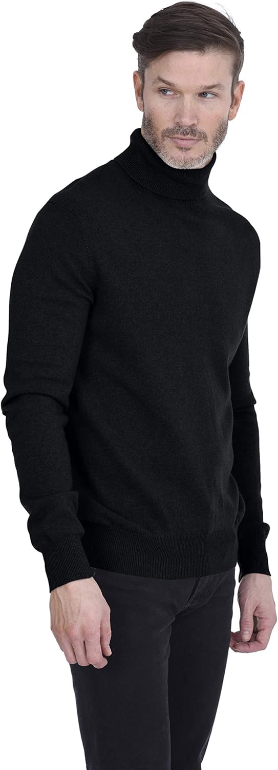 Cashmeren Men's Basic Turtleneck Sweater 100% Pure Cashmere Long Sleeve Roll Neck Pullover