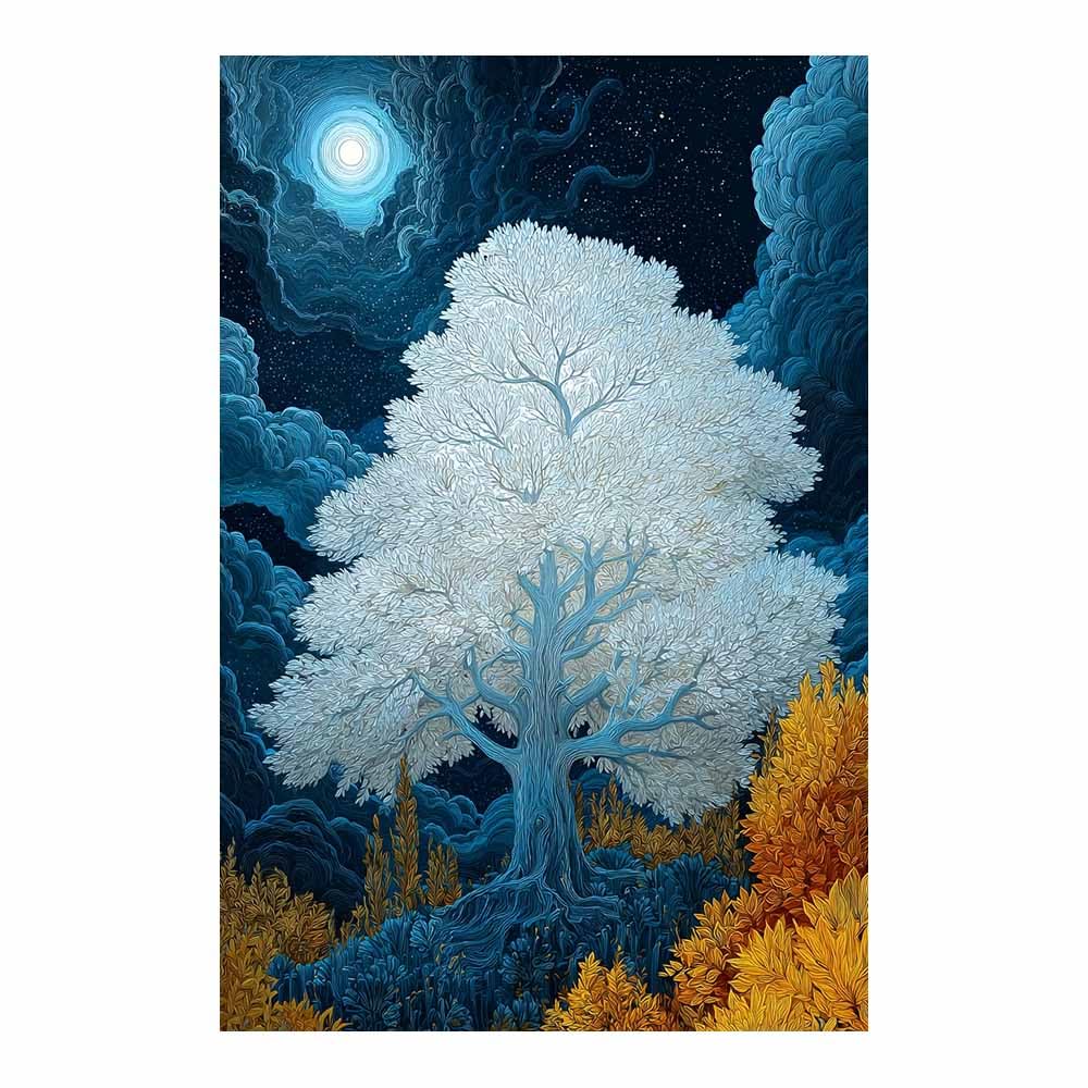XENIOU Tree Of Life Sunset Whitese Blossoms Tree art prints, decorative paintings, for Living Room Bedroom Office Home Wall Decor.(Multicolor)-70x100cm Unframed