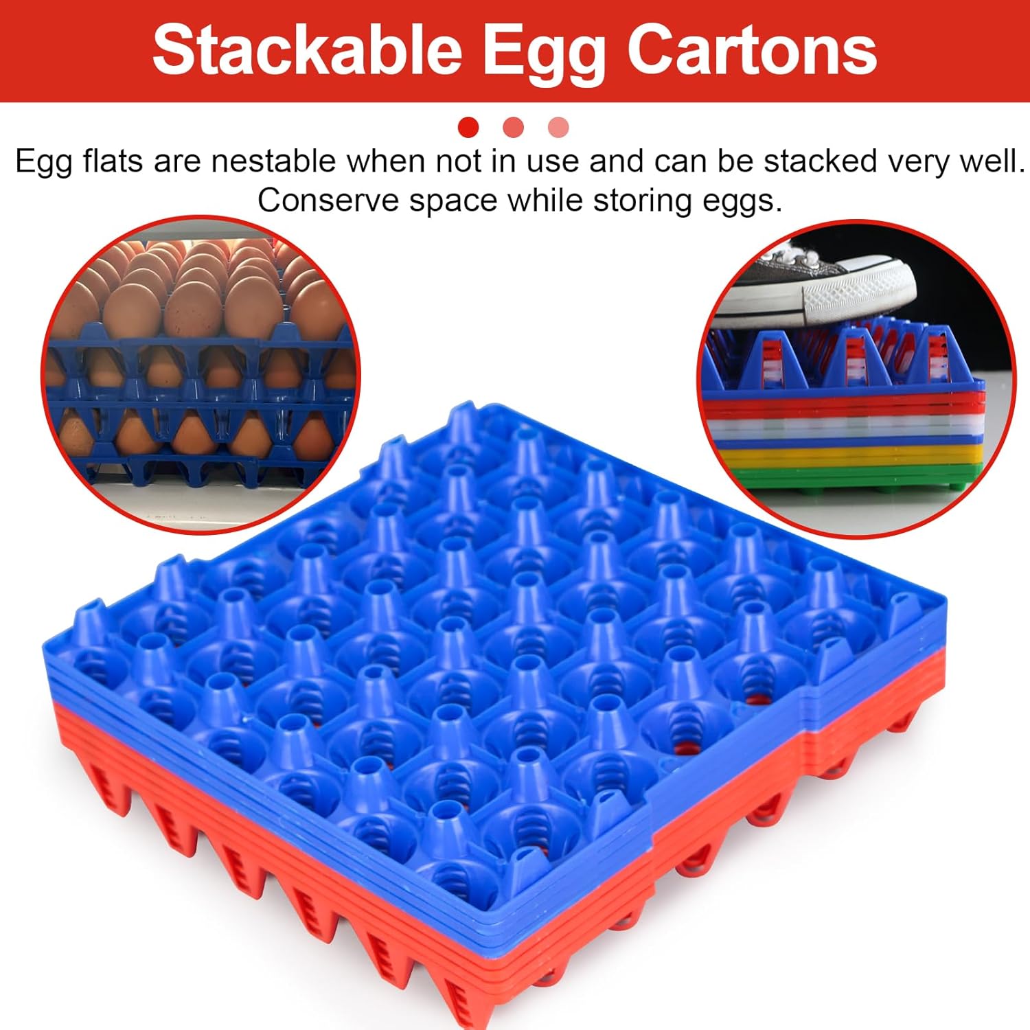 16PCS Plastic Egg Tray Egg Crates 30-Egg Flats, Stackable Egg Cartons Hold Multiple Eggs for Home Chicken Farmers, Plastic Egg Crate Farm Products for Storing, Sorting, Shipping Eggs