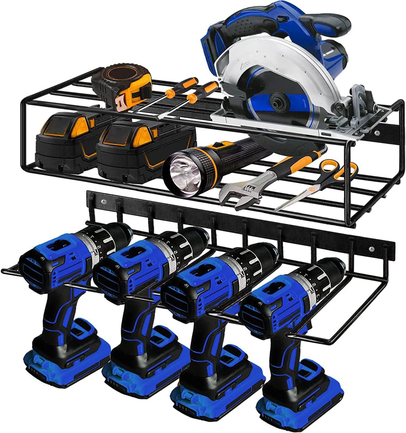 NIUXX Power Drill Tool Storage Organizer Holder Wall Mounted, Storage Rack for Cordless Drill, Heavy Duty Removable Floating Utility Tool Storage Shelf for Garage, Home, Workshop : Tools & Home Improvement