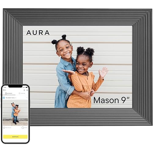 Aura Mason WiFi Digital Picture Frame | Wirecutter's Best Digital Frame for Gifting | Send Photos from Your Phone | Quick, Easy Setup in Aura App | Free Unlimited Storage | Black