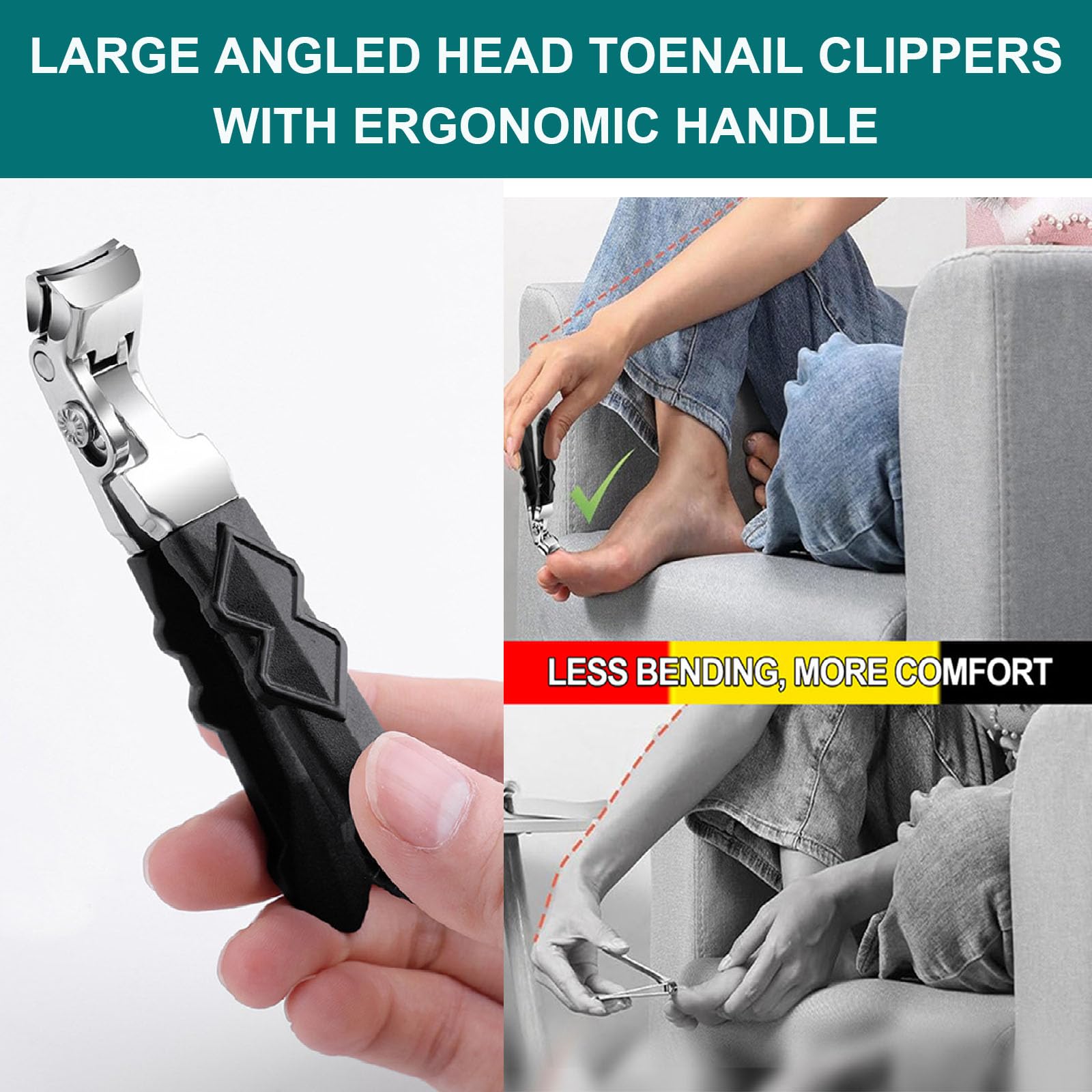 Clipmaster Pro - Cortaúñas para los pies, cortaúñas Out Fany Clipmaster Pro, cortaúñas grandes en ángulo para personas mayores, uñas gruesas con amplia apertura (A)