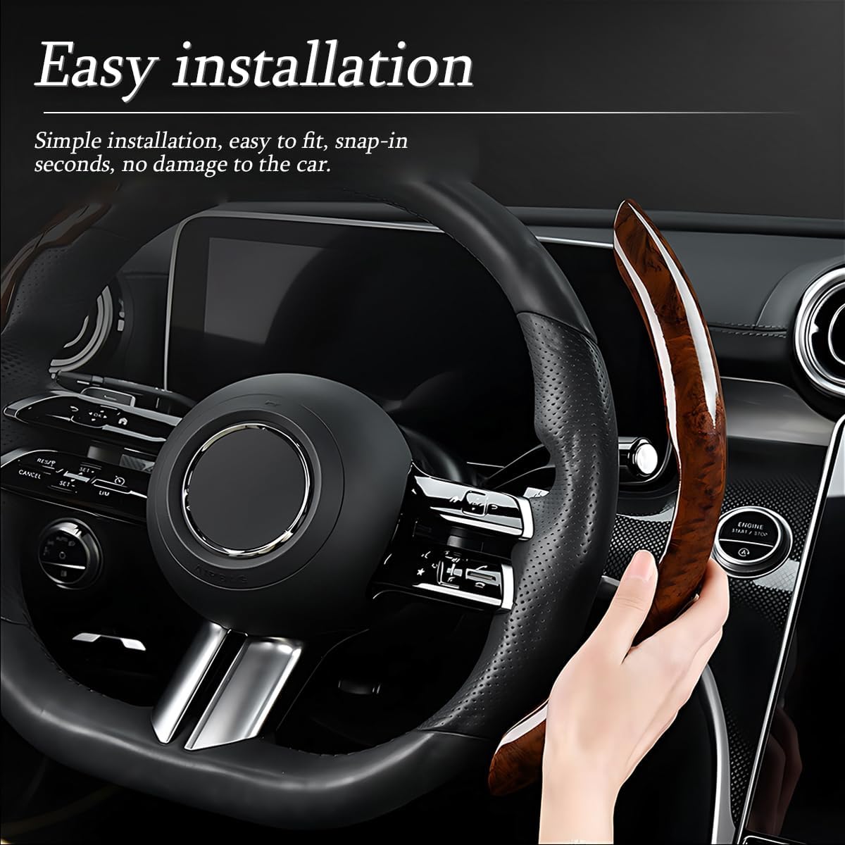 AUCELI Car Wood Grain Steering Wheel Cover, Anti-Skid Segmented Auto Steering Wheel Protector, Automotive Interior Accessories, Universal for Most Vehicles Men and Women