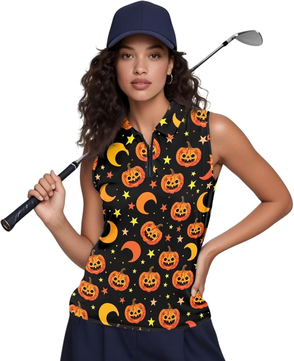 Women's Sleeveless Golf Tennis T Shirts Zip Up Workout Tank Tops Athletic Shirt Lightweight Tummy Control Tee