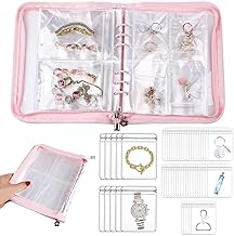 Transparent Bracelet Holder Travel Jewelry Organizer Case – Clear Zippered Jewelry Storage Book for Earrings, Necklaces & Rings – Portable Compact Organizer with Protective Pockets