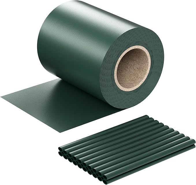 WilTec Cinta de Protección para Vallas Verde 35m x 19cm con Clips de Sujeción