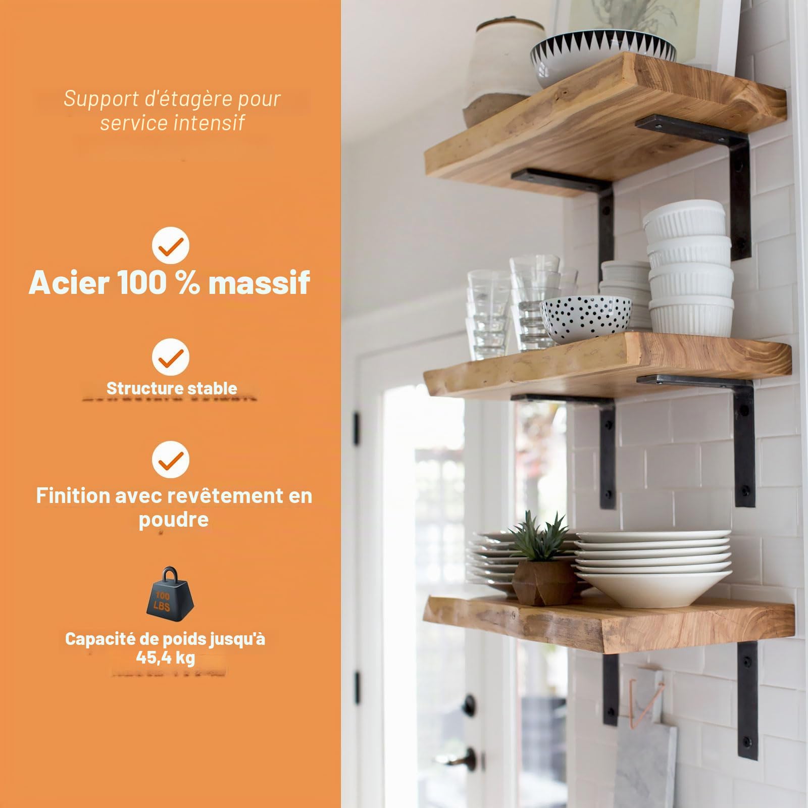 MLOQI Lot de 2 Equerre Etagere Murale, Supports Pour étagères Lourdes Industrielles, Equerre Charge Lourde, Supports en L, 5 mm d'épaisseur avec Vis (30 cm)